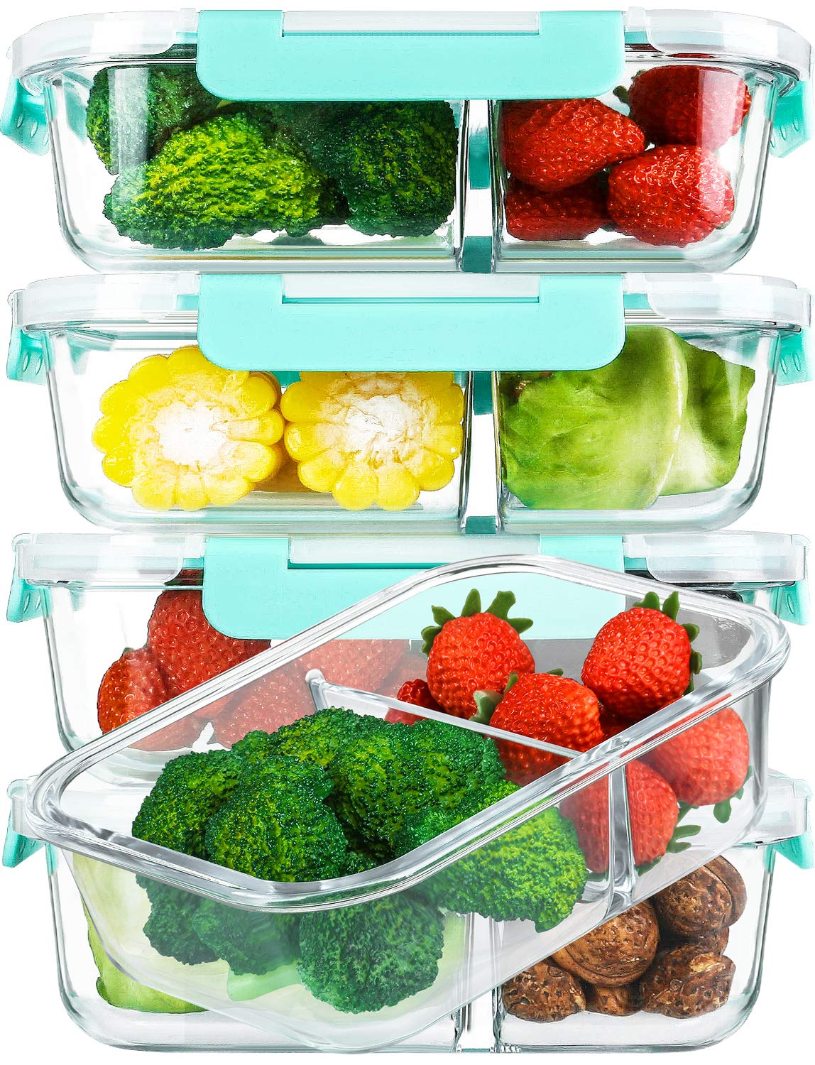 MCIRCO glass meal prep container with two compartments keeps portions organized