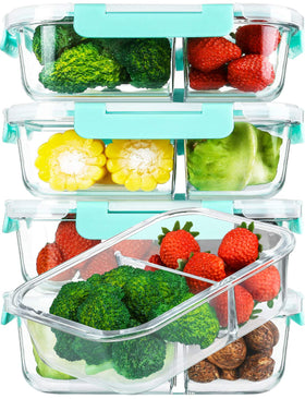 MCIRCO glass meal prep container with two compartments keeps portions organized