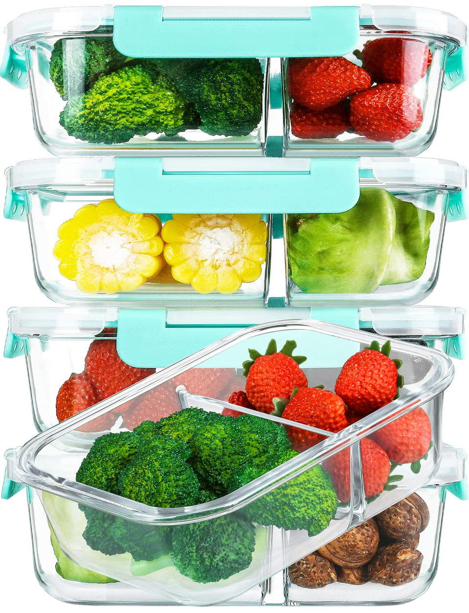 MCIRCO glass meal prep container with two compartments keeps portions organized