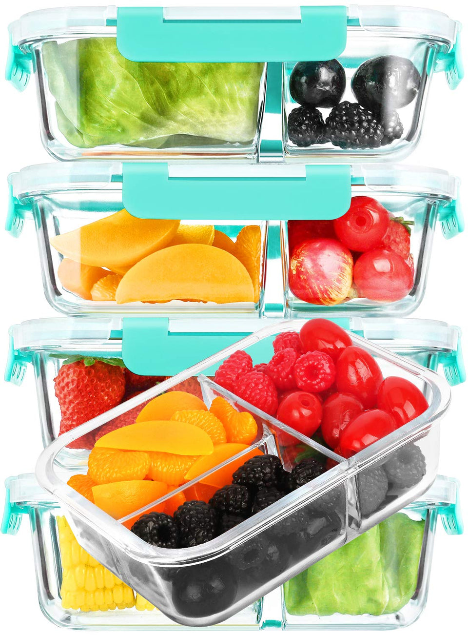 MCIRCO glass meal prep containers with three compartments for organized meals