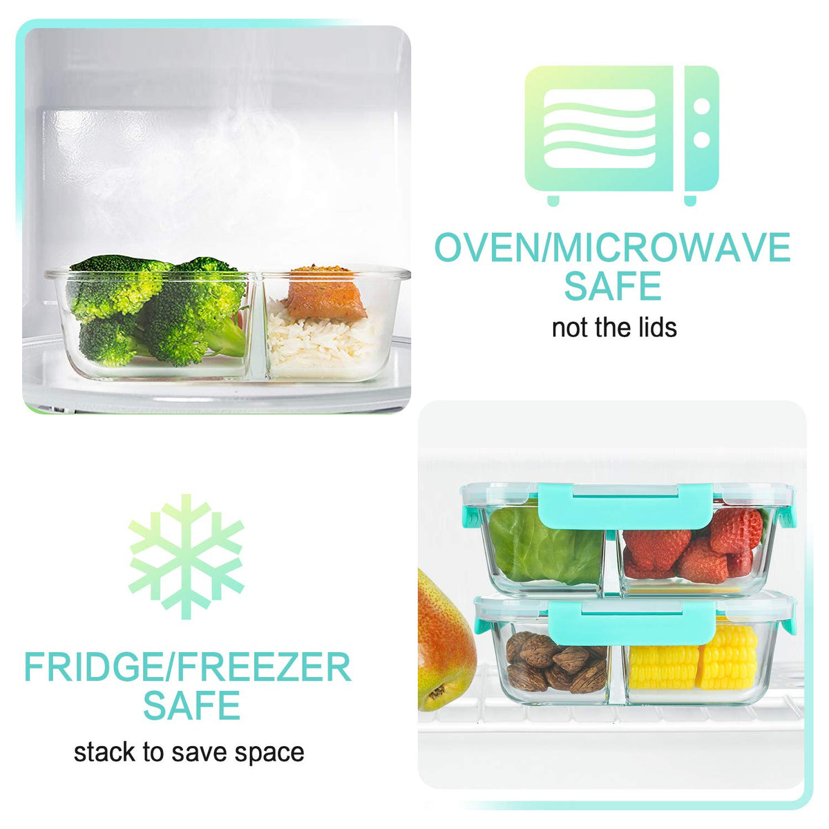 MCIRCO glass containers are microwave and oven safe for versatile reheating