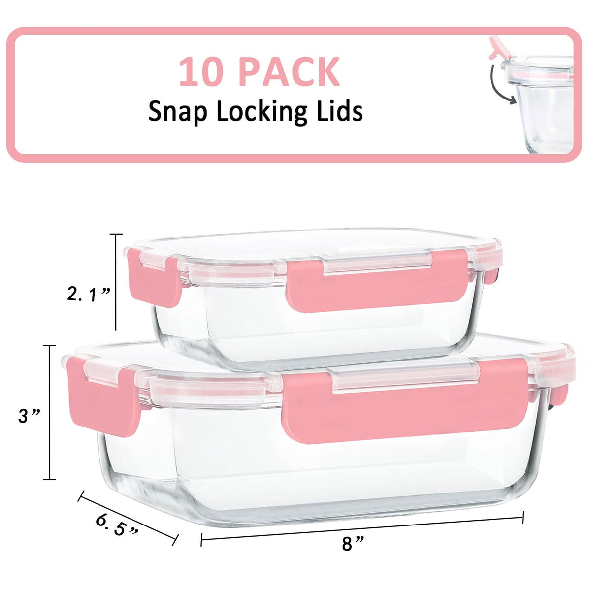 M MCIRCO snap-lock lids with silicone seals prevent leaks and keep freshness