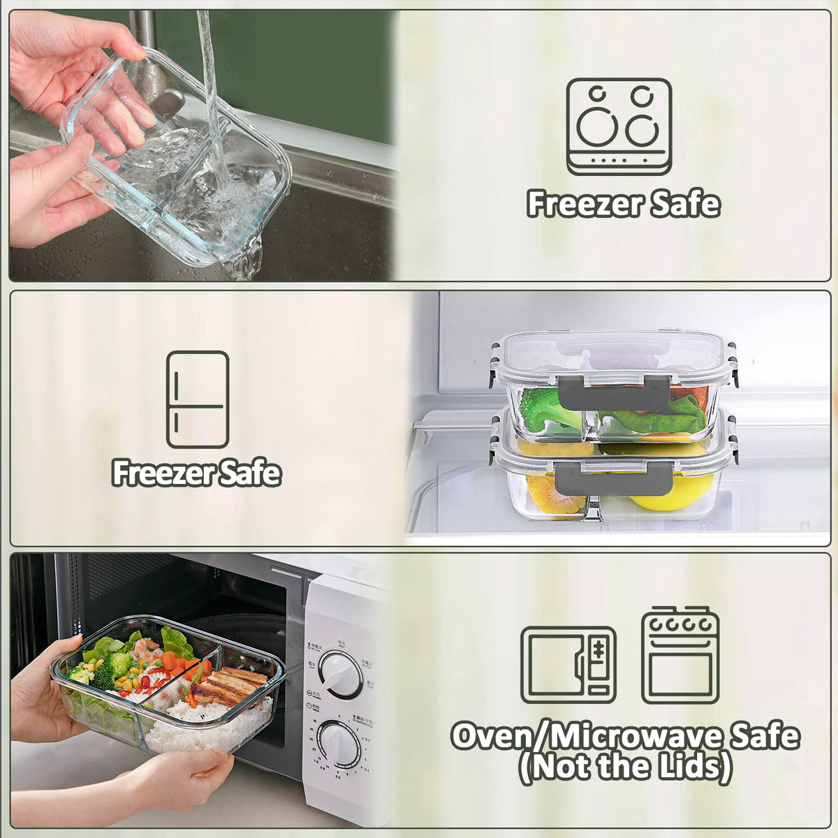 M MCIRCO stackable glass storage demonstrating organized fridge space