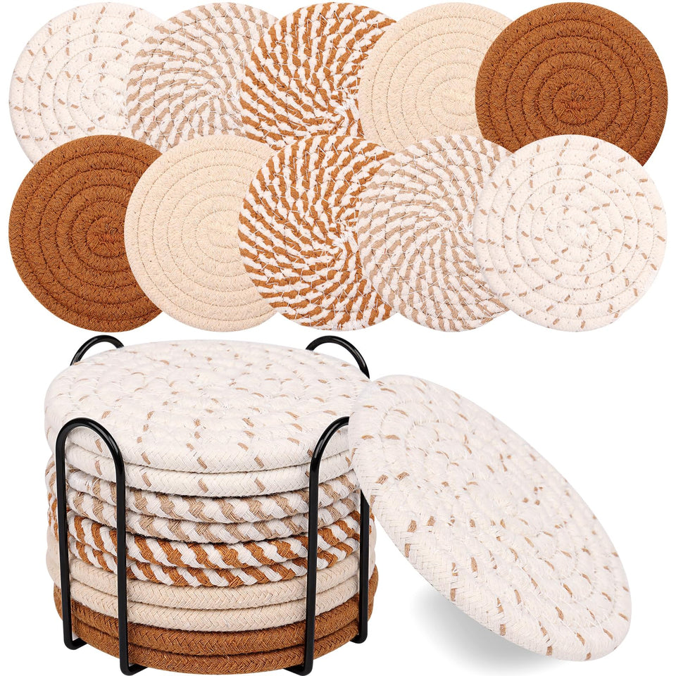 Mckanti drink coasters round absorbent set prevents moisture on tabletops.