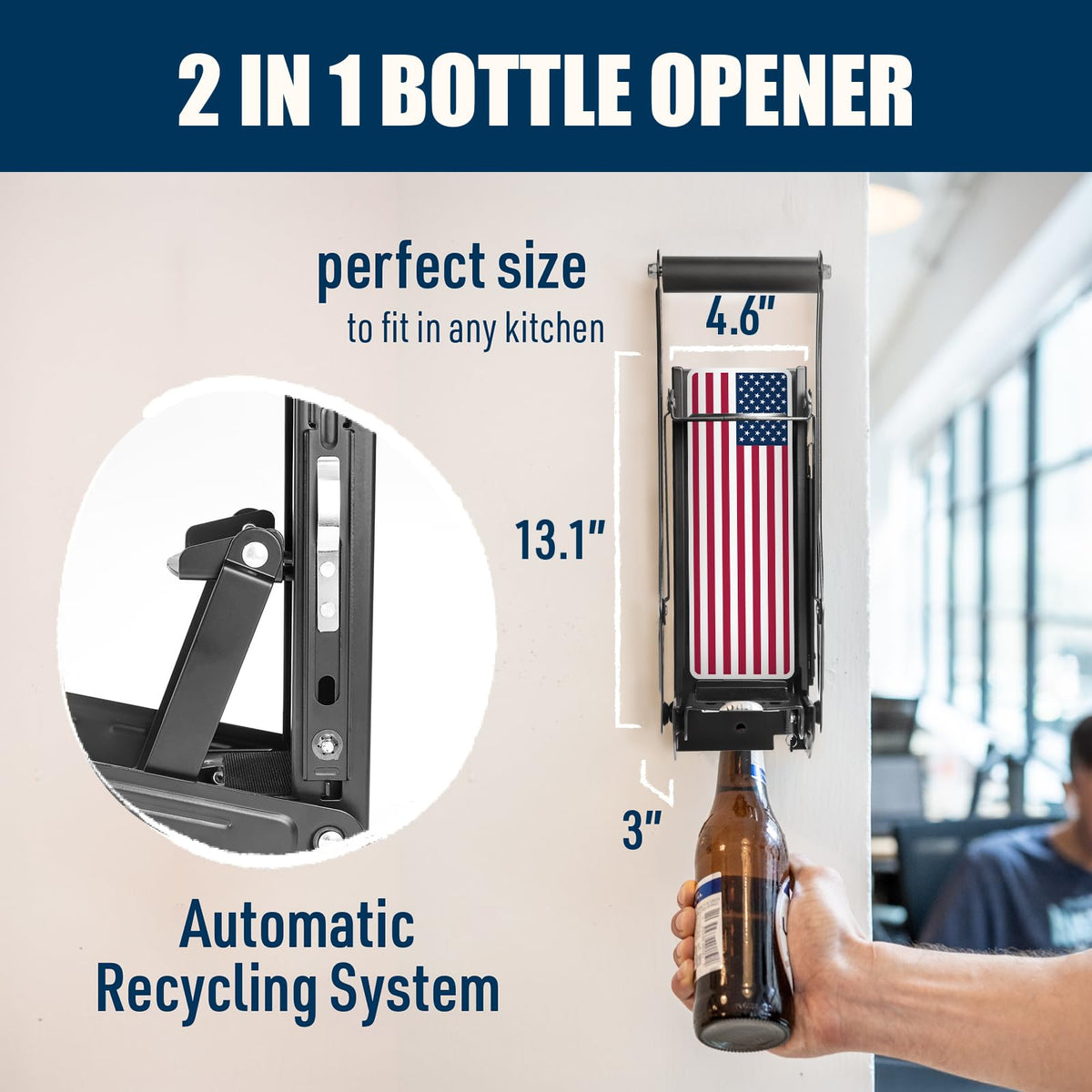McKay built-in bottle opener on sturdy steel body
