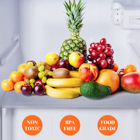 Mcrbeay non-slip fridge liner provides secure placement for groceries and containers.