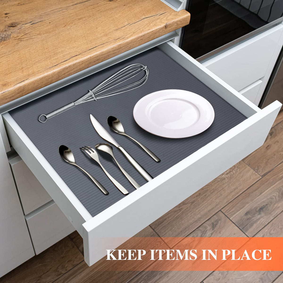 Mcrbeay shelf liner smooth removable side for easy cleaning and residue-free removal.