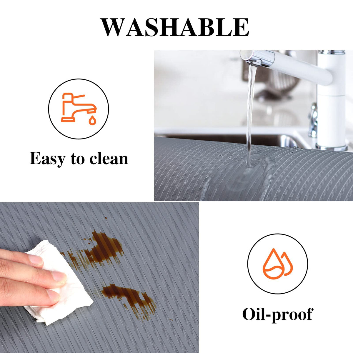 Mcrbeay shelf liner in a fridge protects spills and moisture.