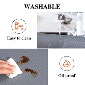 Mcrbeay shelf liner in a fridge protects spills and moisture.
