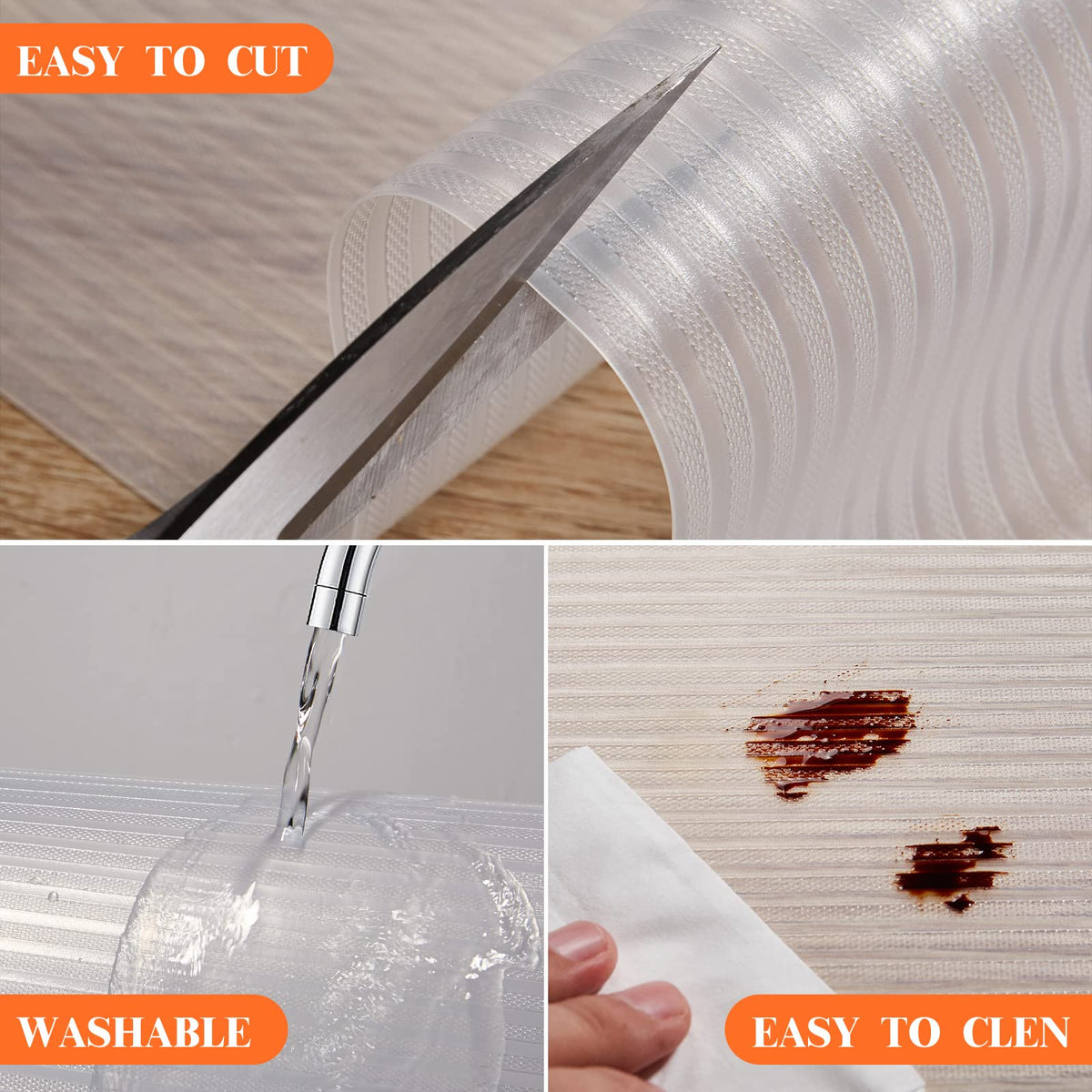 Mcrbeay smooth non-adhesive liner cleans easily and leaves no residue.