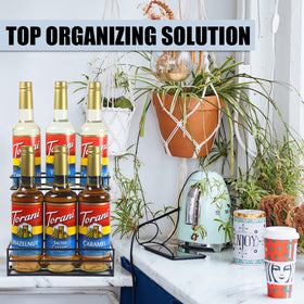 MCSAPIL syrup rack on countertop keeps flavor bottles within easy reach