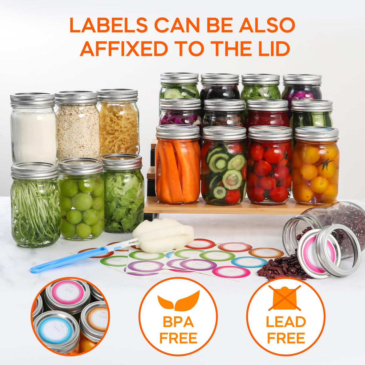 Mcupper 16oz regular-mouth jars on a shelf-ready design ideal for meal prep and snacks.