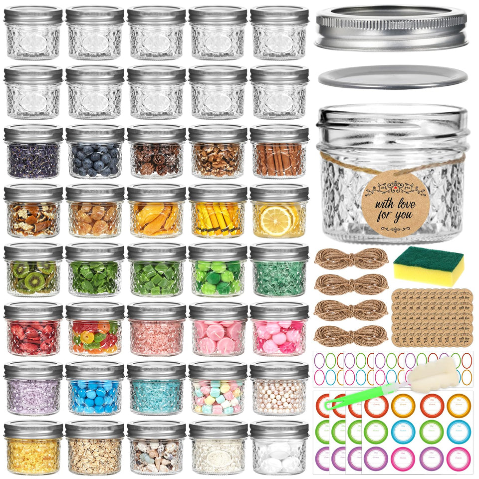 Mcupper 4 oz glass mason jar with lid and band shows clear visibility for jams.