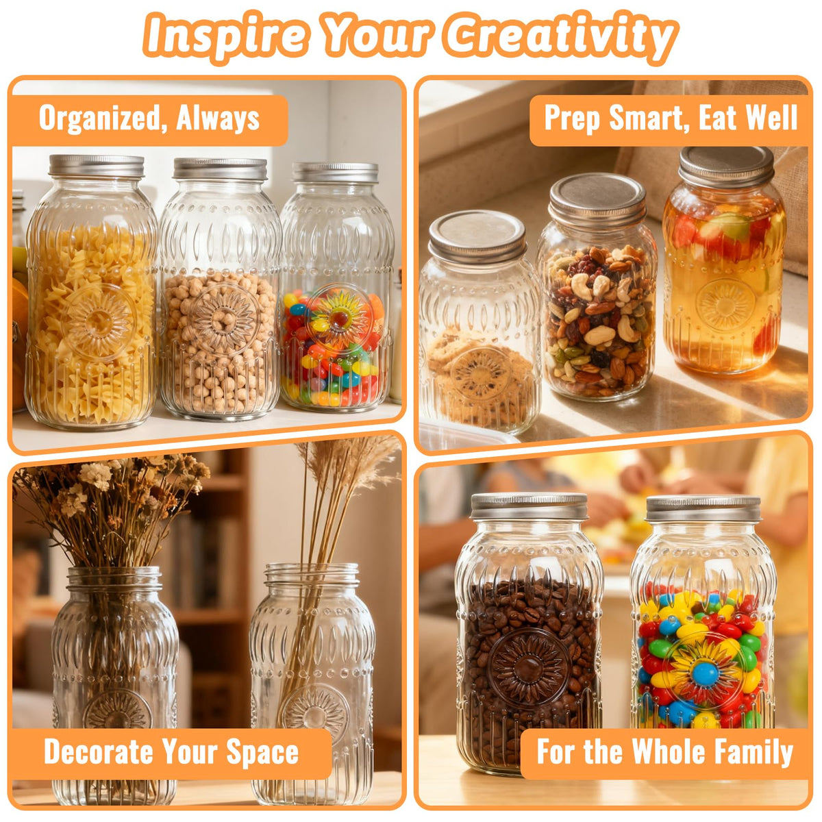 Mcupper glass mason jar offers clear visibility of contents