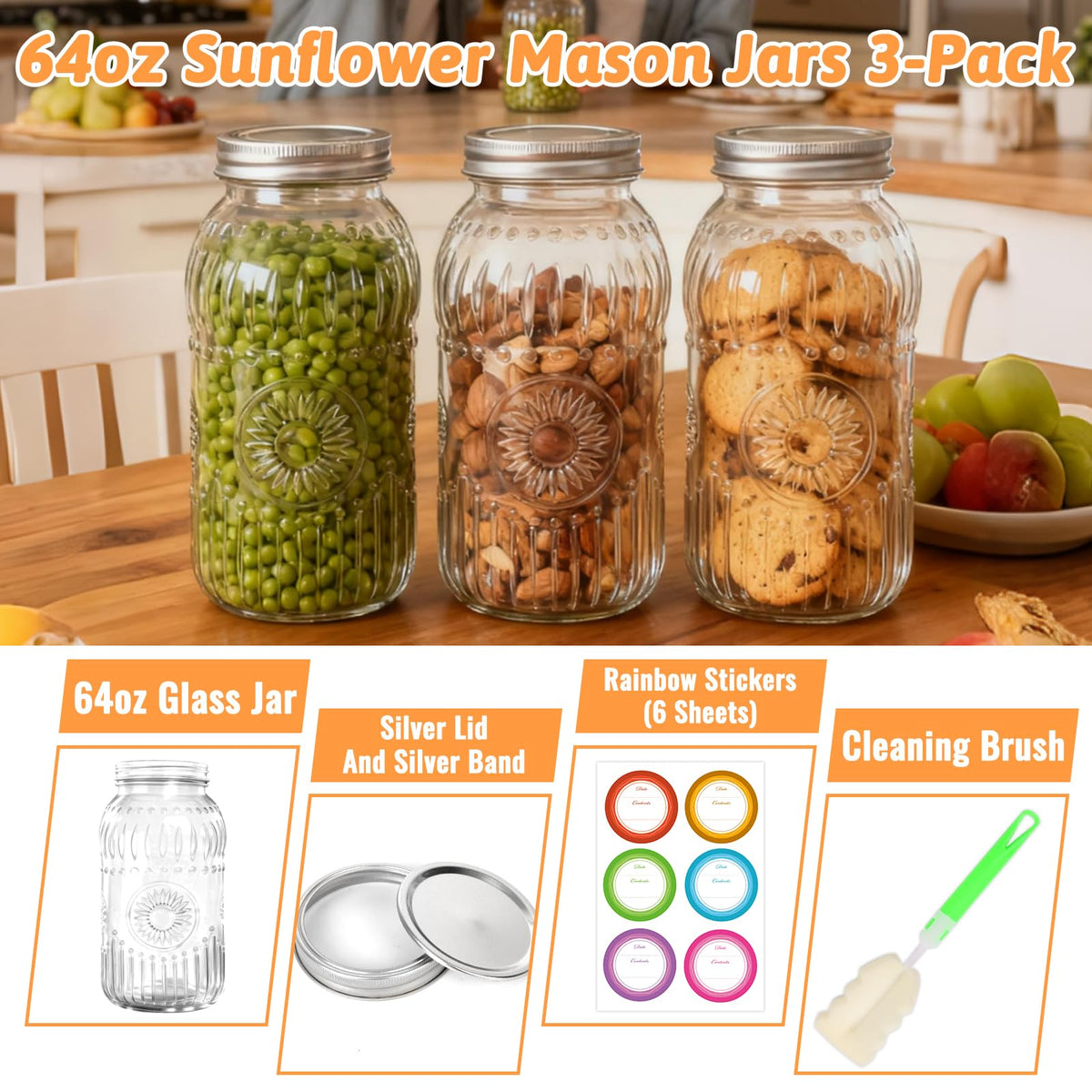 Mcupper wide-mouth jar with airtight lids for secure preservation