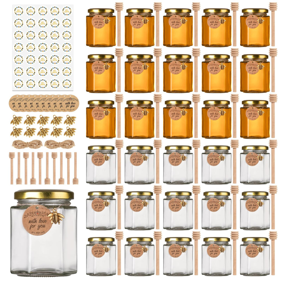 Mcupper 6oz honey jar with dipper for elegant favors