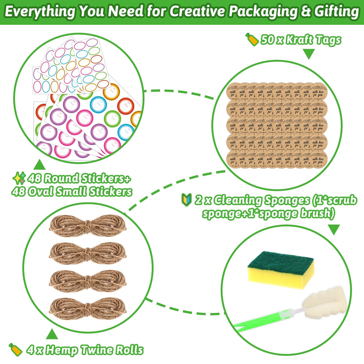 Mcupper hemp twine and sponge kit for easy decorating and cleaning.