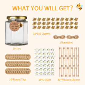Mcupper hexagon honey jar in clear glass highlights contents