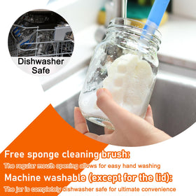Mcupper sponge brush included for thorough cleaning of every jar corner.