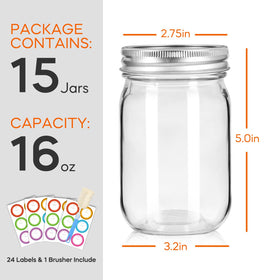 Mcupper pint canning jar with pour-friendly design for easy filling of fruits, sauces, snacks.