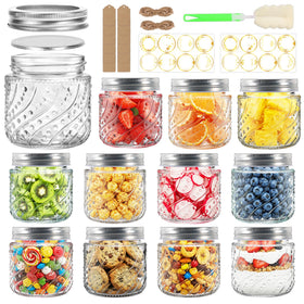 Mcupper 8oz mason jar with wave-dot pattern for stylish pantry storage.
