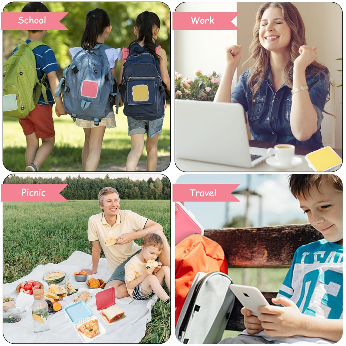 Colorful MdakeGo three-pack enhances weekly meal prep for family and kids.
