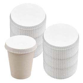 MDEOOSKY disposable cup lid in white protecting hot coffee from dust.