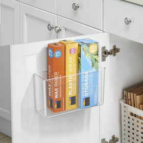 mdesign ligne collection clear organizer for foil and wrap on kitchen wall