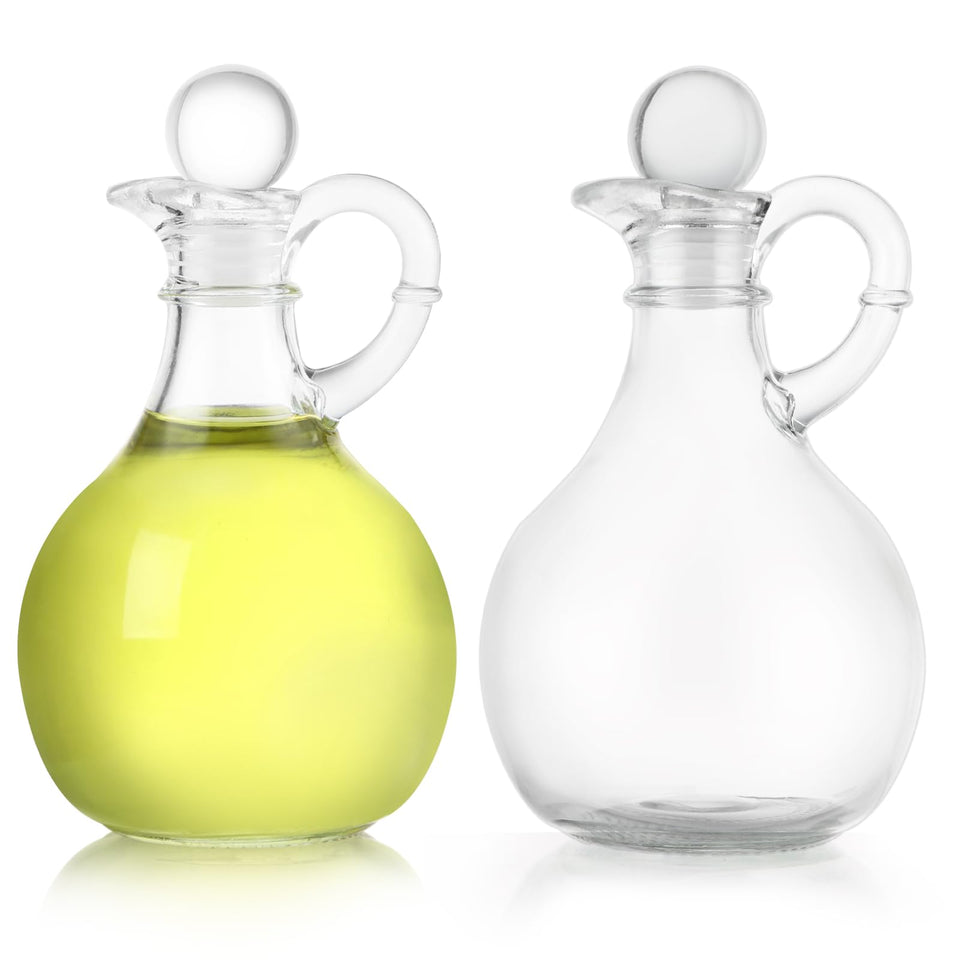 MDLUU clear glass oil cruet with wide mouth for easy refilling and clean pouring