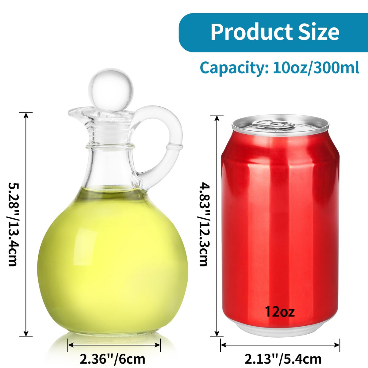 MDLUU clear glass vinegar cruet shows the transparent design for quick level checks