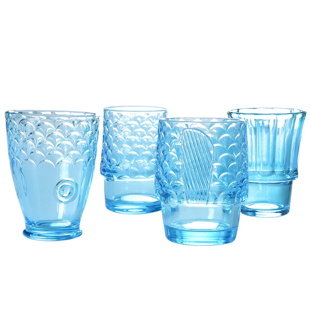 MDLUU colored glass cups with fish texture for playful serving.