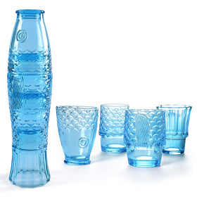 MDLUU Fish Design Tumbler in blue, stackable for space-saving serving.