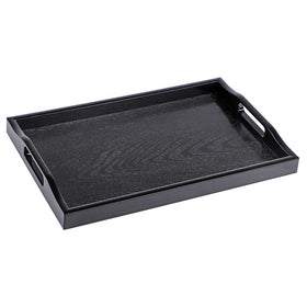 MDLUU plastic serving tray rectangle black for breakfast in bed and organized tables