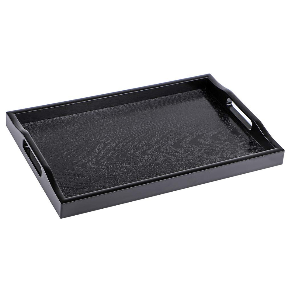 MDLUU plastic serving tray rectangle black for breakfast in bed and organized tables