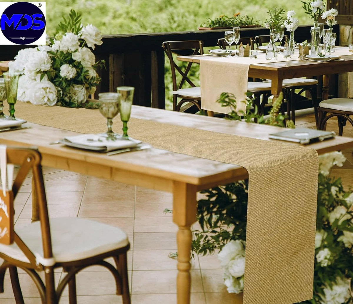 MDS spot-clean-only care guide for rustic table runner.