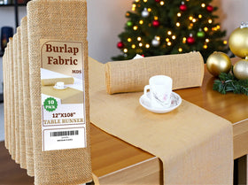 MDS natural burlap table runner on wedding-dining-setup adds rustic warmth.