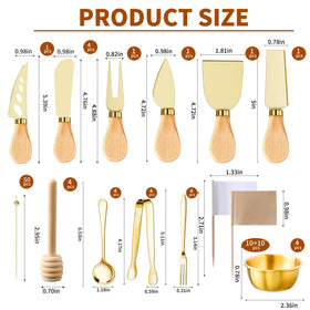 MDSPLPIY gold cheese knives with wooden handles for easy slicing