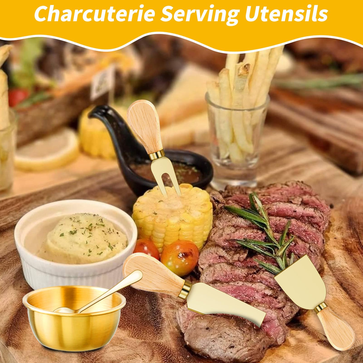 MDSPLPIY mini dipping bowls in gold tone for condiments