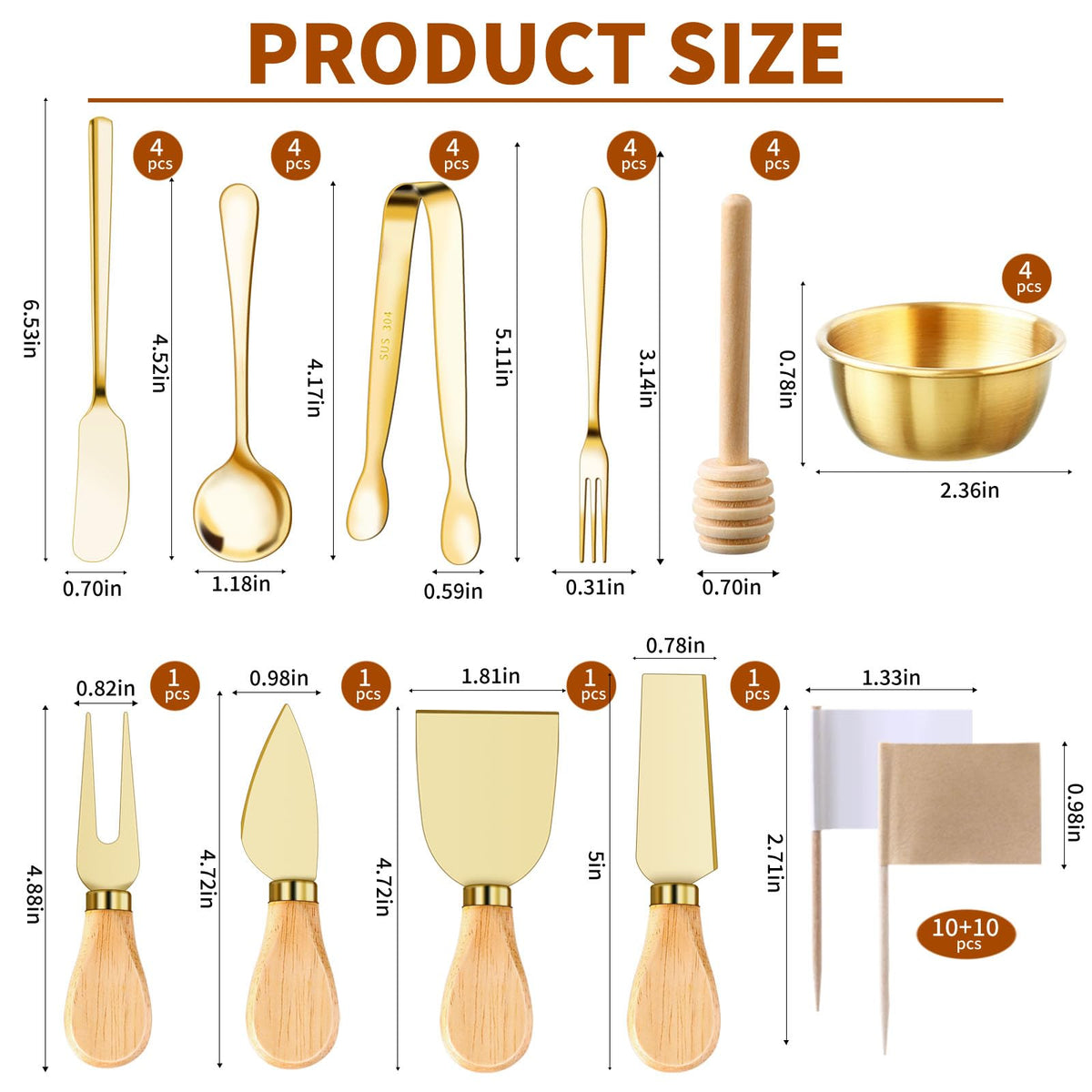 MDSPLPIY spoons and forks set ideal for condiments and dips.