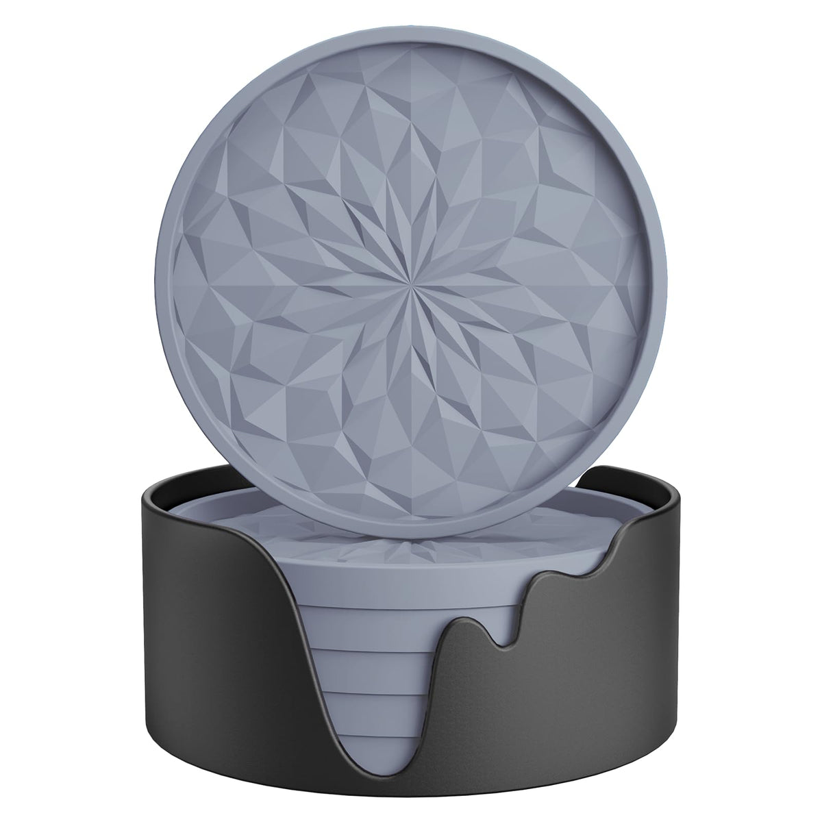 ME.FAN silicone coaster with holder, six-pack, organized for easy use.