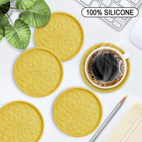 ME.FAN deep-tray coasters in yellow catch spills and condensation