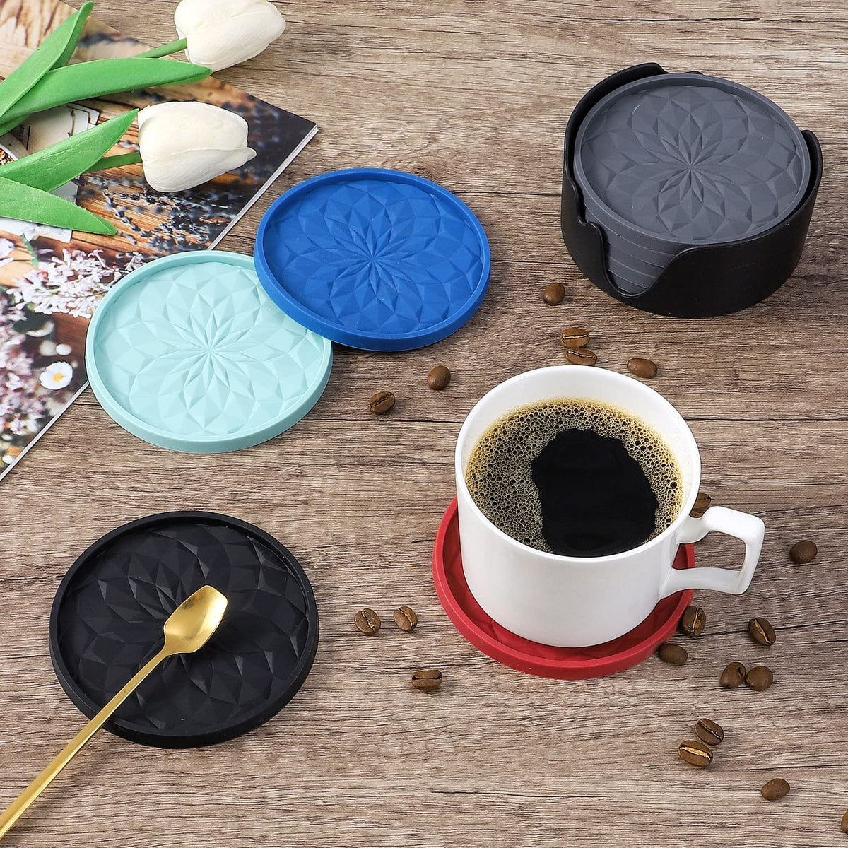 ME.FAN multi-use coasters can also serve as trivets or spoon rests