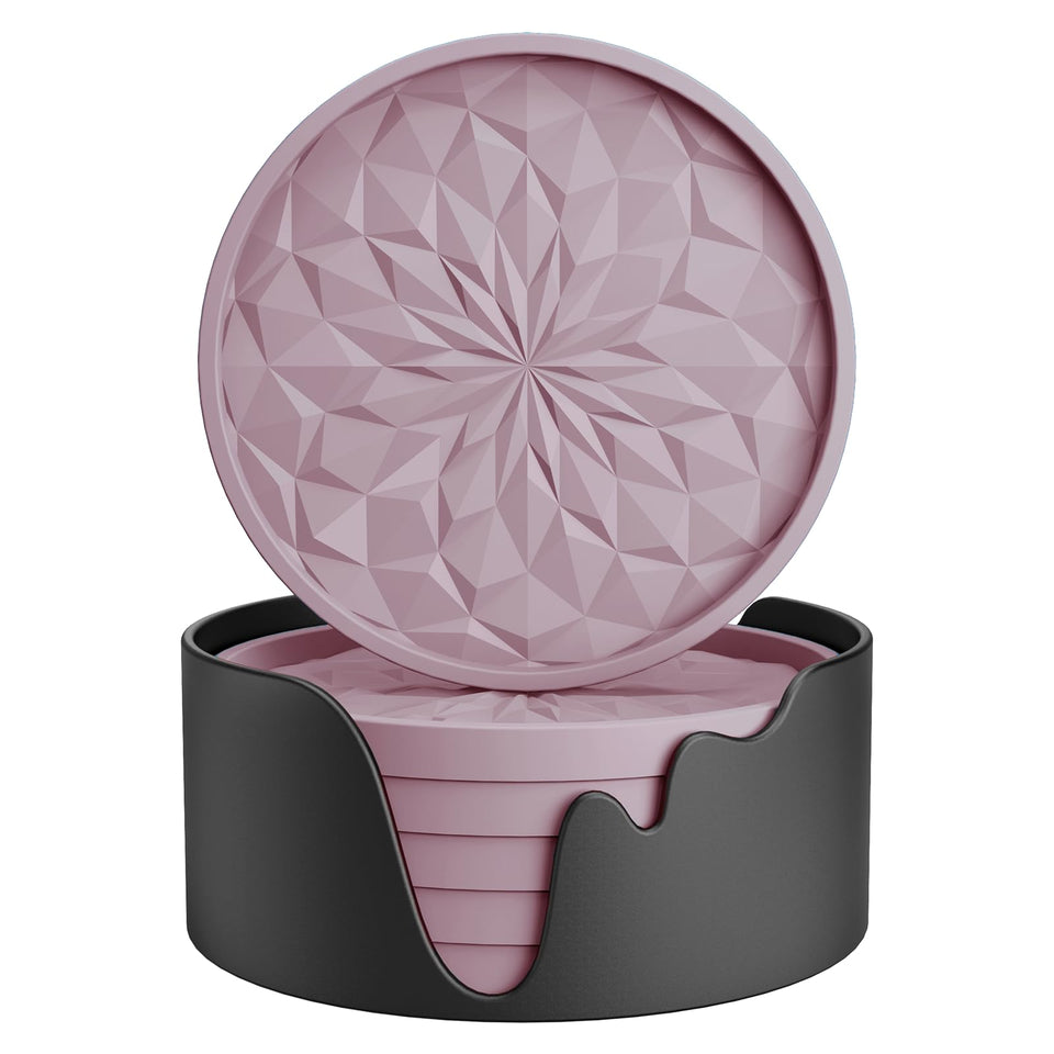 ME.FAN silicone coasters with holder showcasing deep-tray design