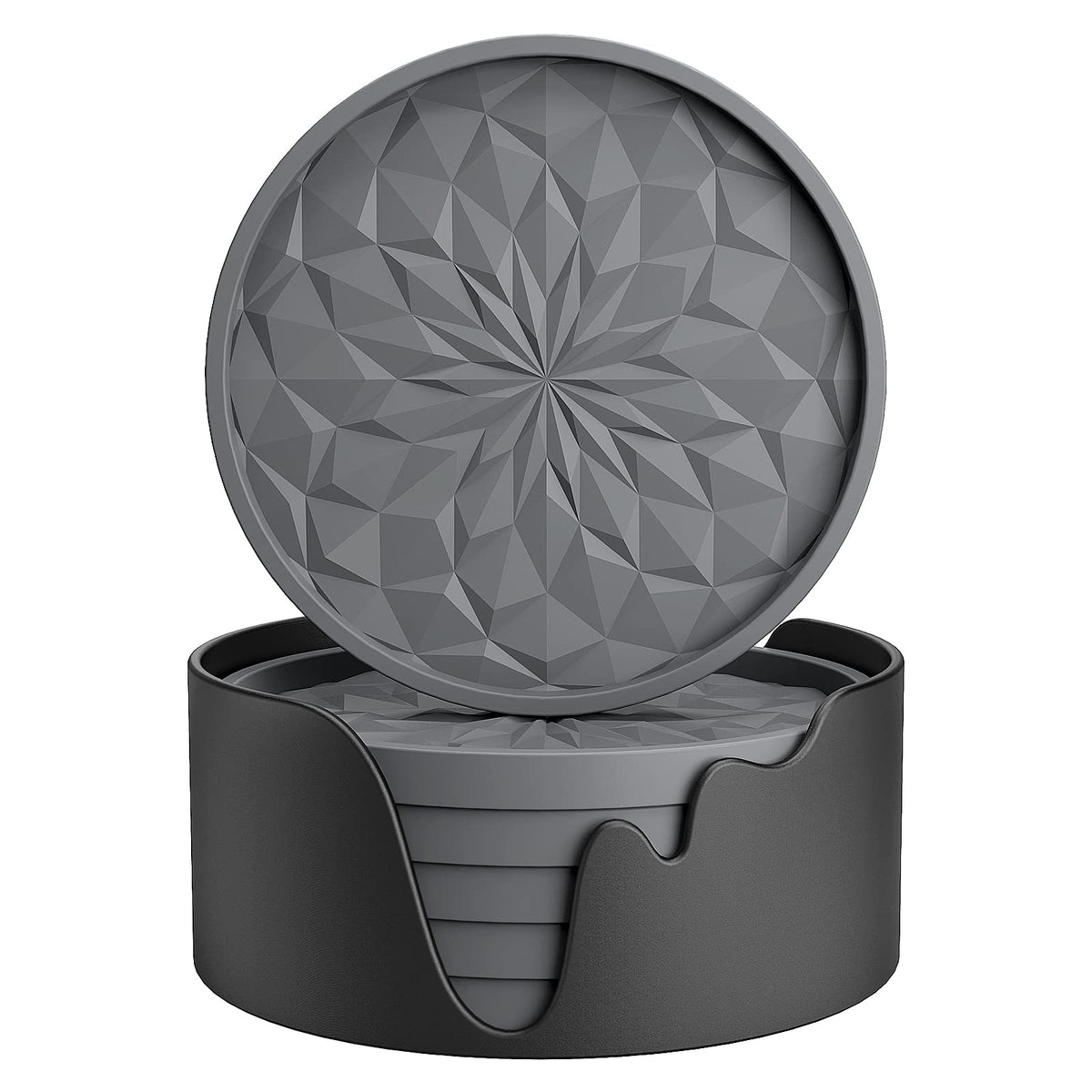 ME.FAN silicone coasters with holder protect surfaces from spills while stylishly stored.