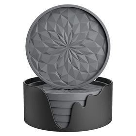 ME.FAN silicone coasters with holder protect surfaces from spills while stylishly stored.