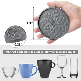 ME.FAN silicone coasters with large-diameter design fit mugs and jars.