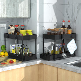 Meafbird multipurpose under-sink storage adapts to bathroom, kitchen, or pantry needs.