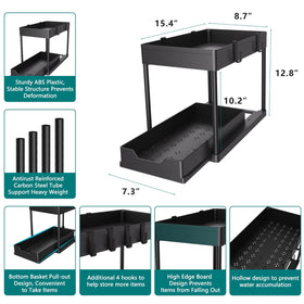 Meafbird under-sink organizer front view shows two-tier design for efficient storage.