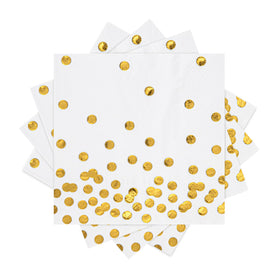 Mealivos cocktail napkins 5x5 with gold foil ideal for drinks and desserts.