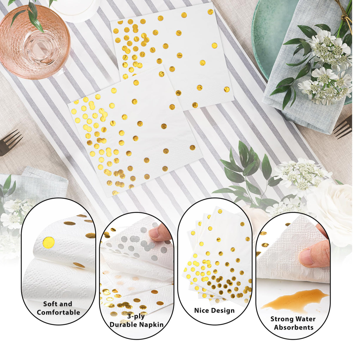 Mealivos napkins arranged on a dining table to elevate the setting.